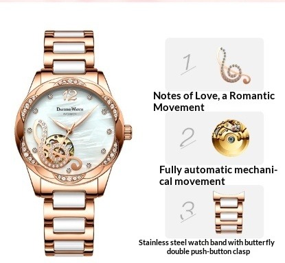 Hochzeit Damenuhr Deyi Bird mit Keramikarmband – Bild 6