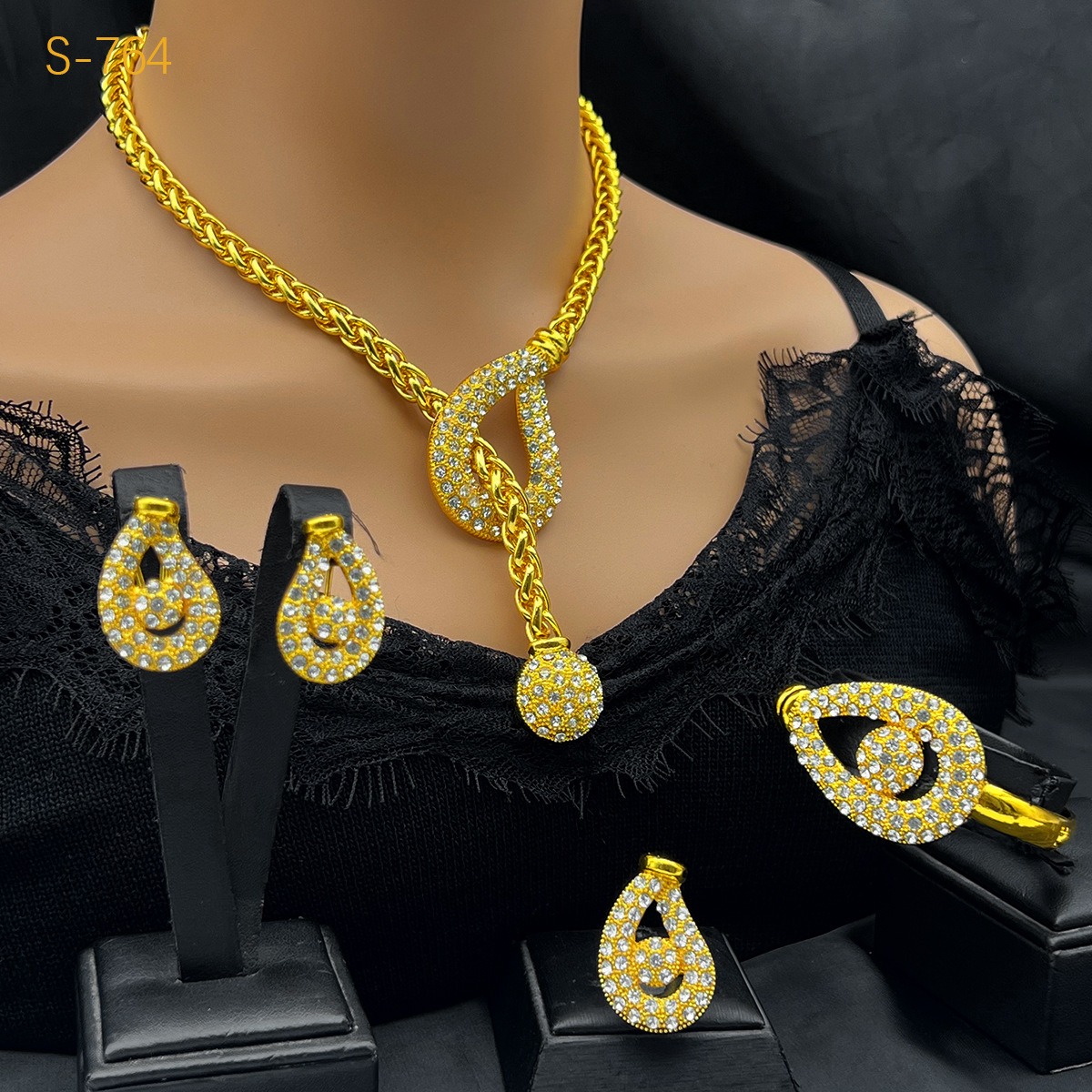 Brautschmuck-Vierteiliges 24 Karat vergoldetes Set