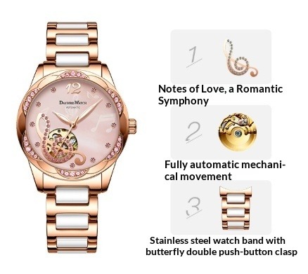 Hochzeit Damenuhr Deyi Bird mit Keramikarmband – Bild 5