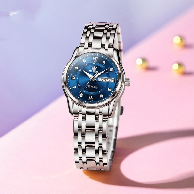 Olevs Braut-Quarz-Markenuhr mit römischen Ziffernblatt – Bild 6