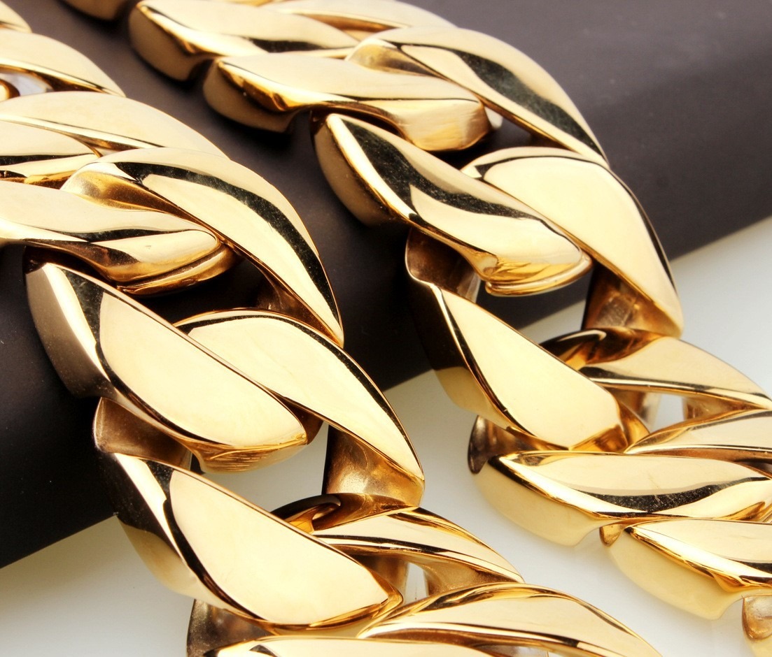 Halskette aus Titanstahl mit Gold-Vakuumbeschichtung – Bild 3