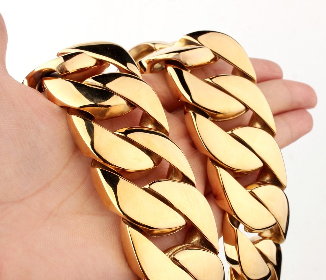 Halskette aus Titanstahl mit Gold-Vakuumbeschichtung – Bild 4