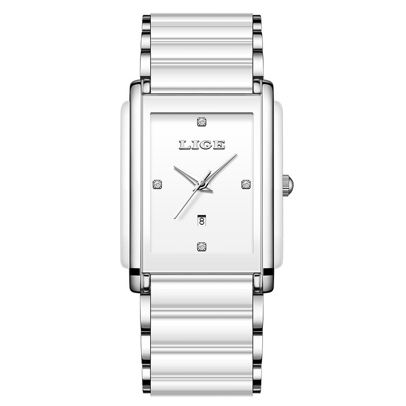 Braut-Quarzuhr mit modischen Keramik-Edelstahlarmband – Bild 5