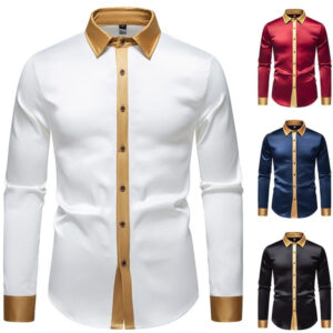 Hochzeitshemd langärmelig im Kontrastfarben-Design