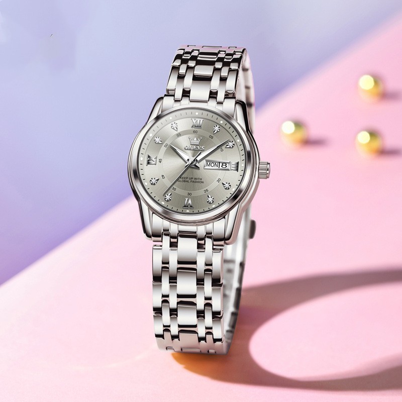 Olevs Braut-Quarz-Markenuhr mit römischen Ziffernblatt – Bild 4