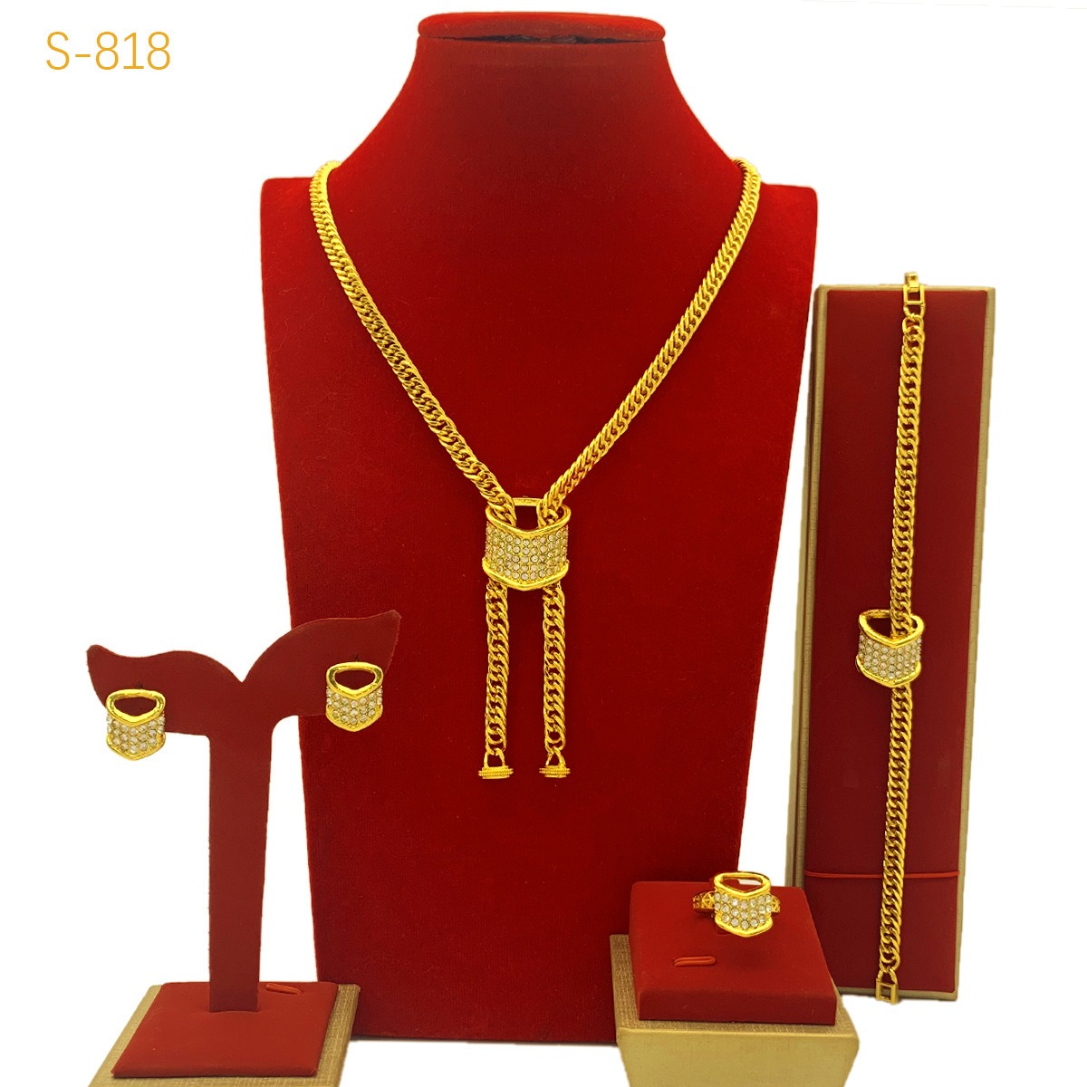 Brautschmuck-Vierteiliges 24 Karat vergoldetes Set – Bild 2