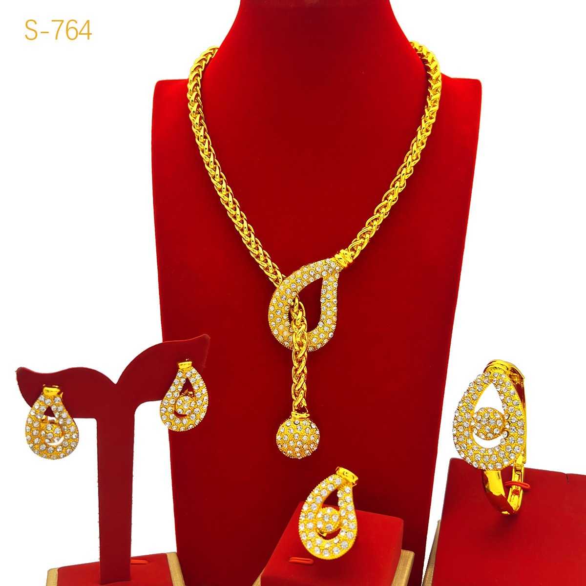 Brautschmuck-Vierteiliges 24 Karat vergoldetes Set – Bild 4